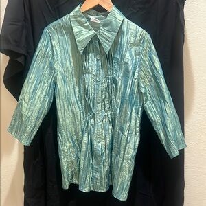 Noelle Shimmering Teal Blouse